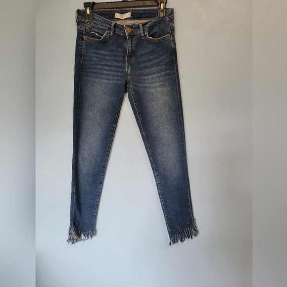 Zara Basic Z1975 Fringe Blue Jeans Size 4 - Picture 1 of 8